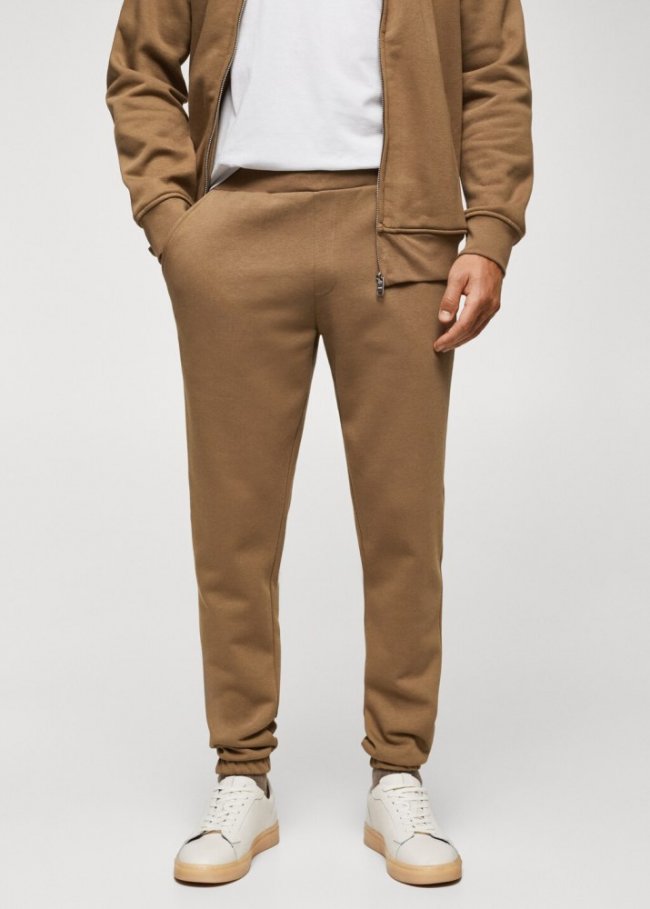 Mango Pantalón jogger algodón - Caramelo