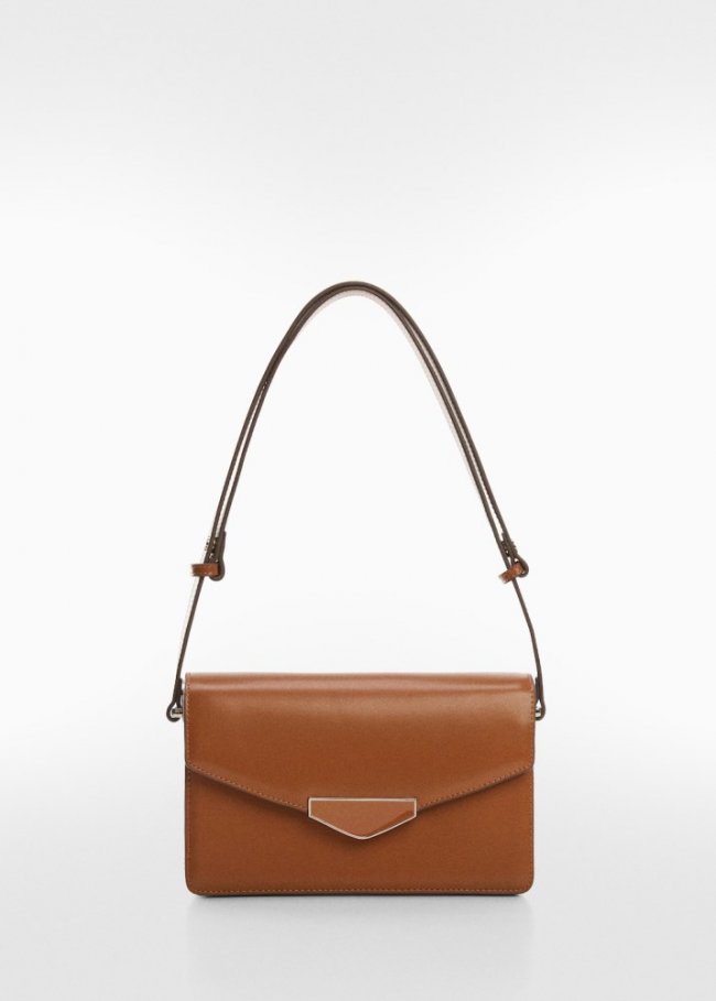 Mango Bolso hombro solapa - Cuero