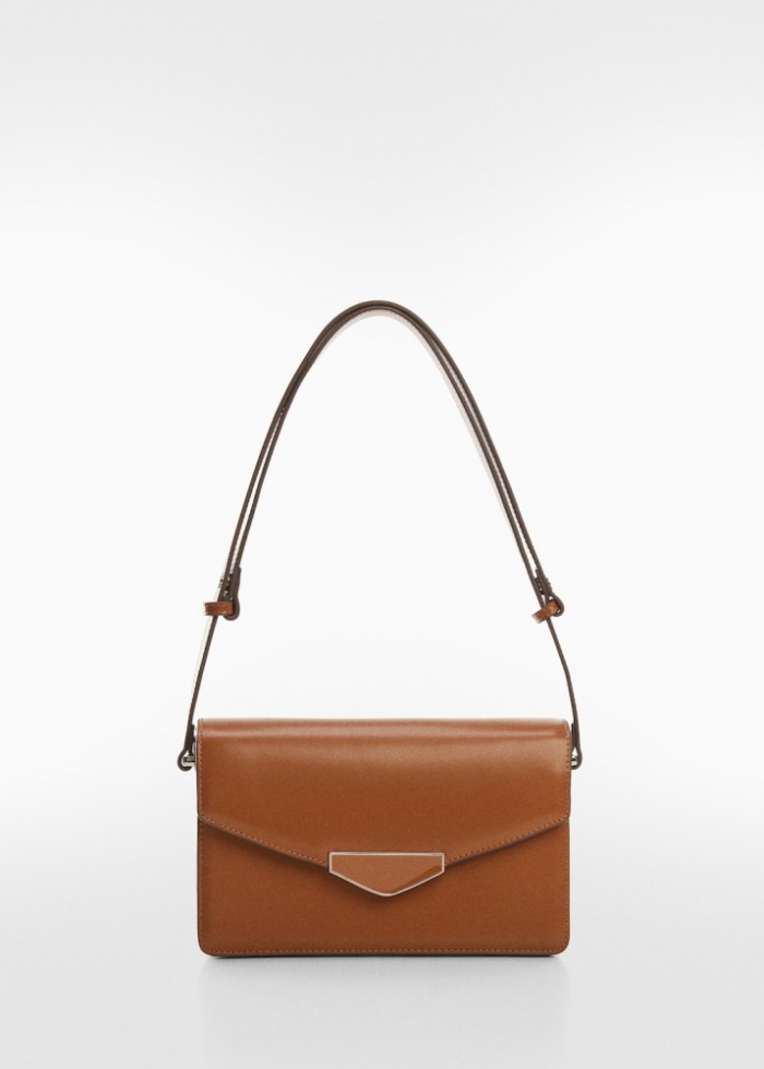 Mango Bolso hombro solapa - Cuero