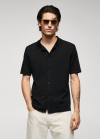 Mango Polo punto microestructura abotonado - Negro