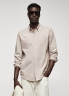Mango Camisa regular fit Oxford algodón - Beige