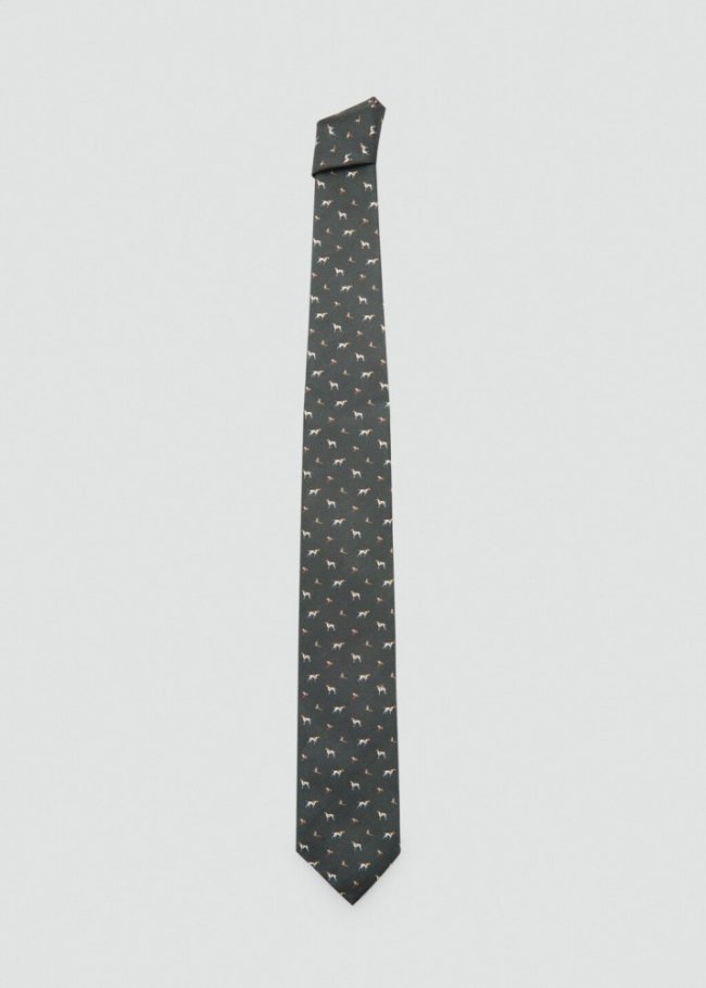 Mango Corbata 100% seda de mora estampada - Khaki