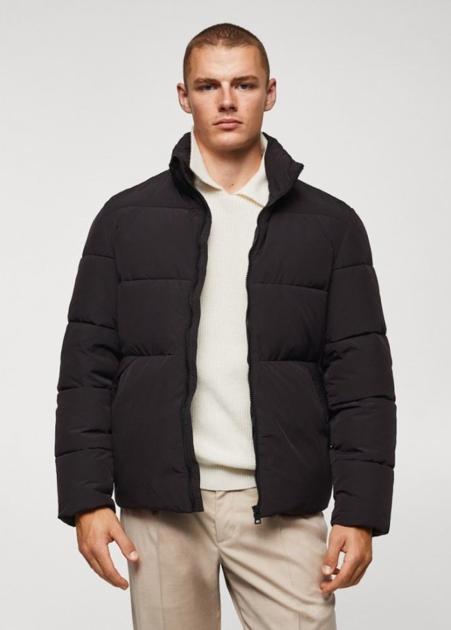 Mango Anorak acolchado Water Repellent - Negro