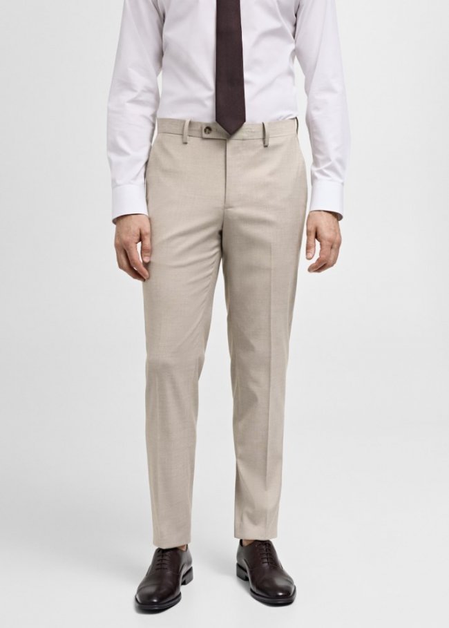 Mango Pantalón traje slim fit tejido comfort stretch - Beige