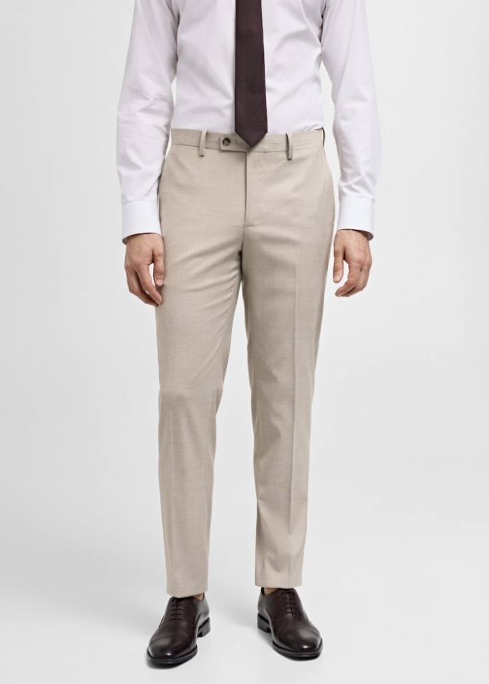 Mango Pantalón traje slim fit tejido comfort stretch - Beige