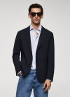 Mango Americana slim fit lana virgen - Azul marino