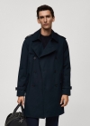 Mango Gabardina cinturón water repellent - Azul marino oscuro