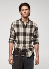 Mango Camisa regular fit franela cuadros - Crudo