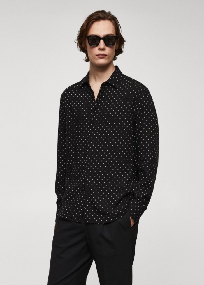 Mango Camisa fluida estampado geométrico - Negro