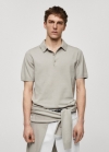 Mango Polo punto fino - Gris claro/pastel