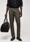 Mango Pantalón slim fit algodón micro pata de gallo - Marrón