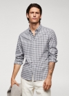 Mango Camisa algodón cuadro vichy - Gris