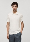 Mango Polo slim fit algodón piqué textura - Crudo