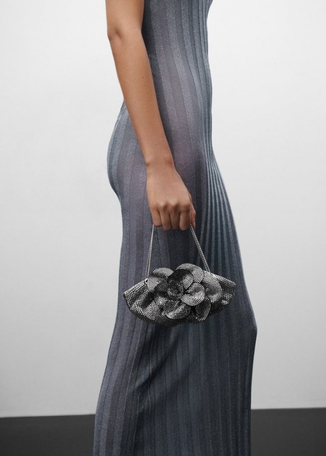 Mango Bolso maxi flor strass - Negro