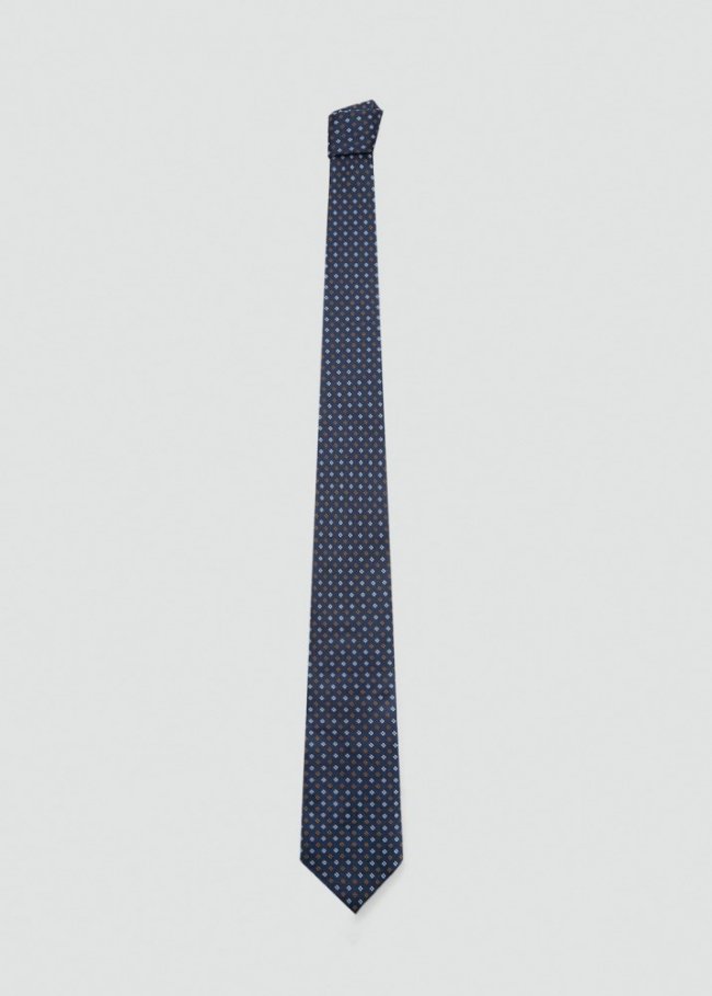 Mango Corbata 100% seda de mora estampada - Azul marino oscuro