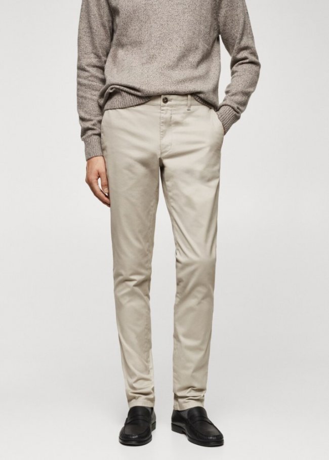 Mango Pantalón chino slim fit sarga - Gris