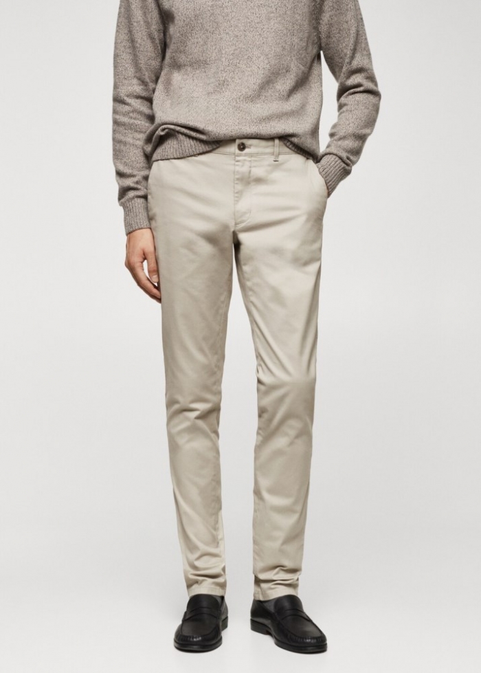 Mango Pantalón chino slim fit sarga - Gris