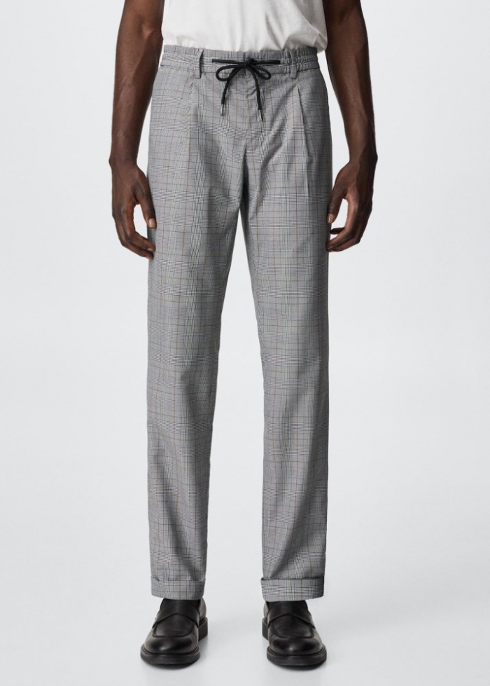 Mango Pantalón jogger cuadros - Gris