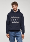 Mango Sudadera capucha bordado - Azul marino