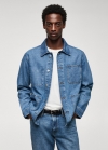 Mango Sobrecamisa tejana algodón bolsillos - Azul oscuro