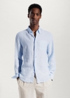Mango Camisa slim fit 100% lino - Azul celeste