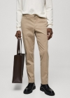 Mango Pantalón chino slim fit sarga - Beige