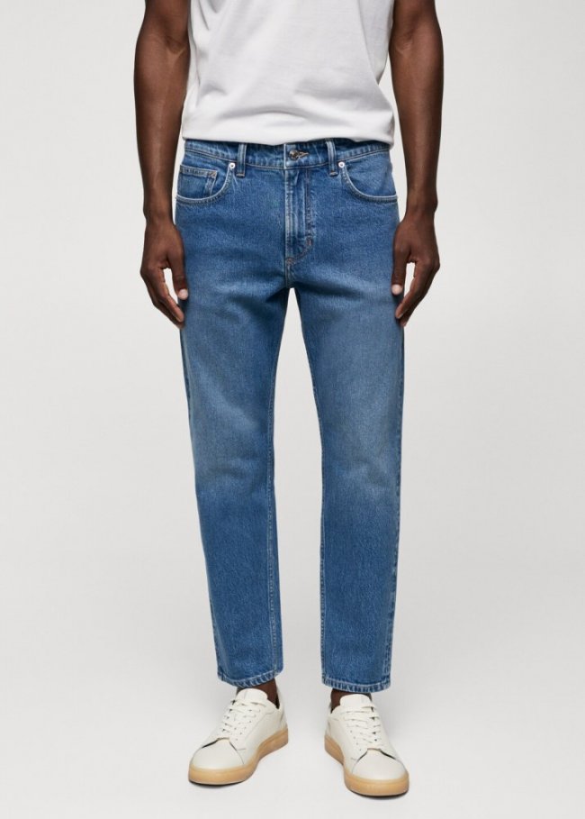 Mango Jeans Ben tapered cropped - Azul oscuro