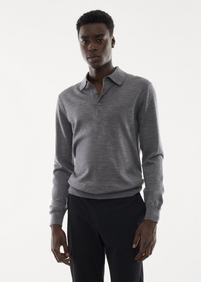 Mango Polo 100% lana merino manga larga - Gris
