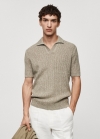 Mango Polo punto algodón jaspeado - Verde bosque