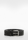 Mango Cinturón trenzado piel - Negro