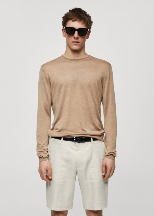 Mango Jersey fino seda de mora - Gris visón