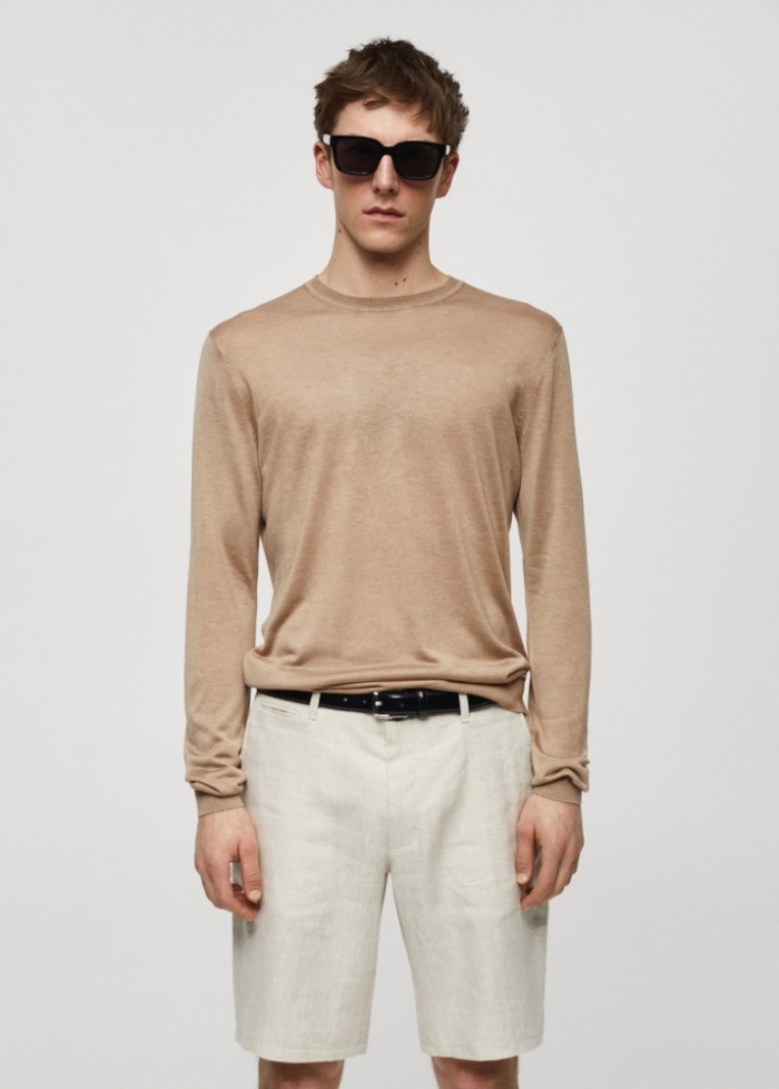 Mango Jersey fino seda de mora - Gris visón