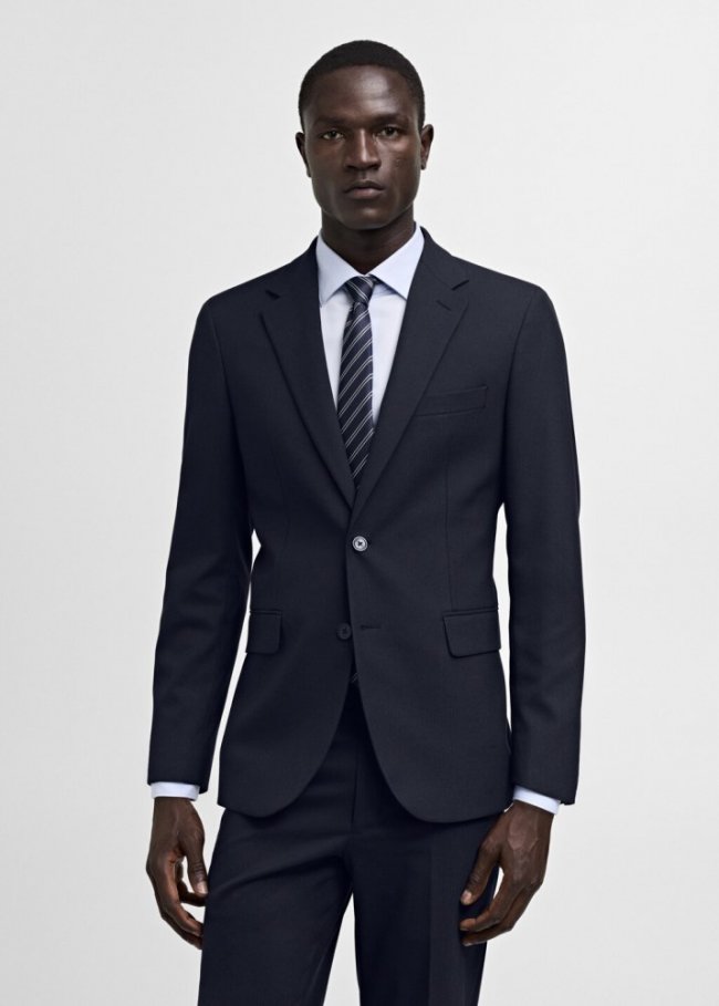 Mango Americana traje slim fit tejido comfort stretch - Azul marino oscuro