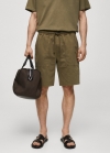 Mango Bermudas 100% algodón cordón - Khaki