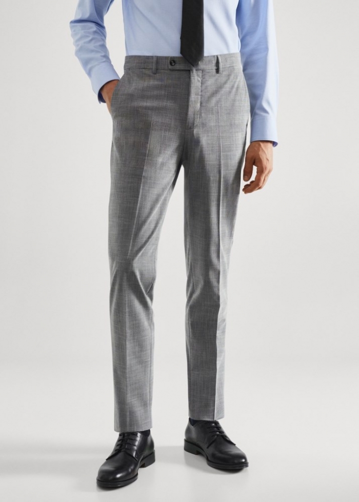 Mango Pantalón traje estampado slim fit tejido stretch - Gris claro vigoré