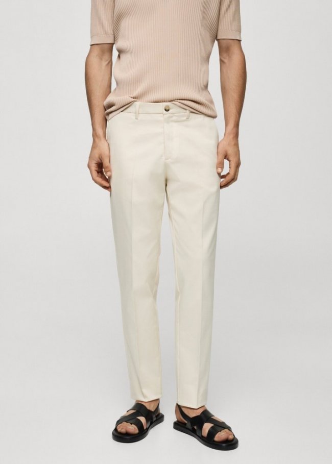 Mango Pantalón chino slim fit - Blanco roto