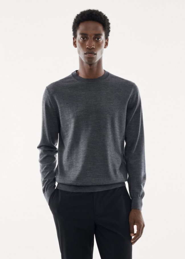Mango Jersey lana merino lavable - Gris antracita