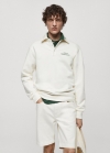 Mango Sudadera polo algodón bordado - Crudo