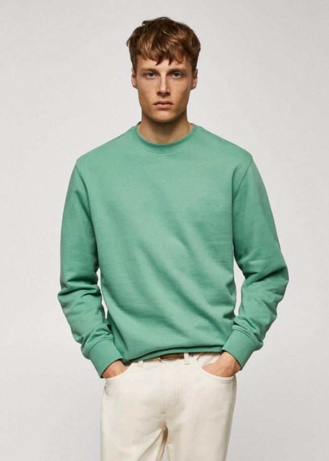 Mango Sudadera básica 100% algodón - Verde