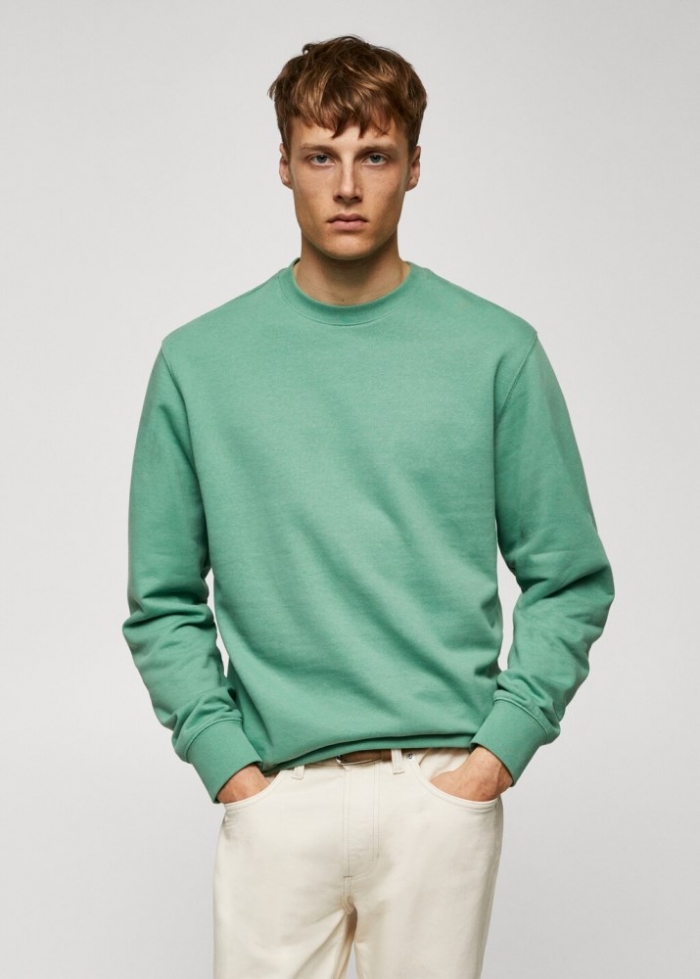 Mango Sudadera básica 100% algodón - Verde