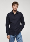 Mango Camisa slim fit algodón estructura - Azul marino