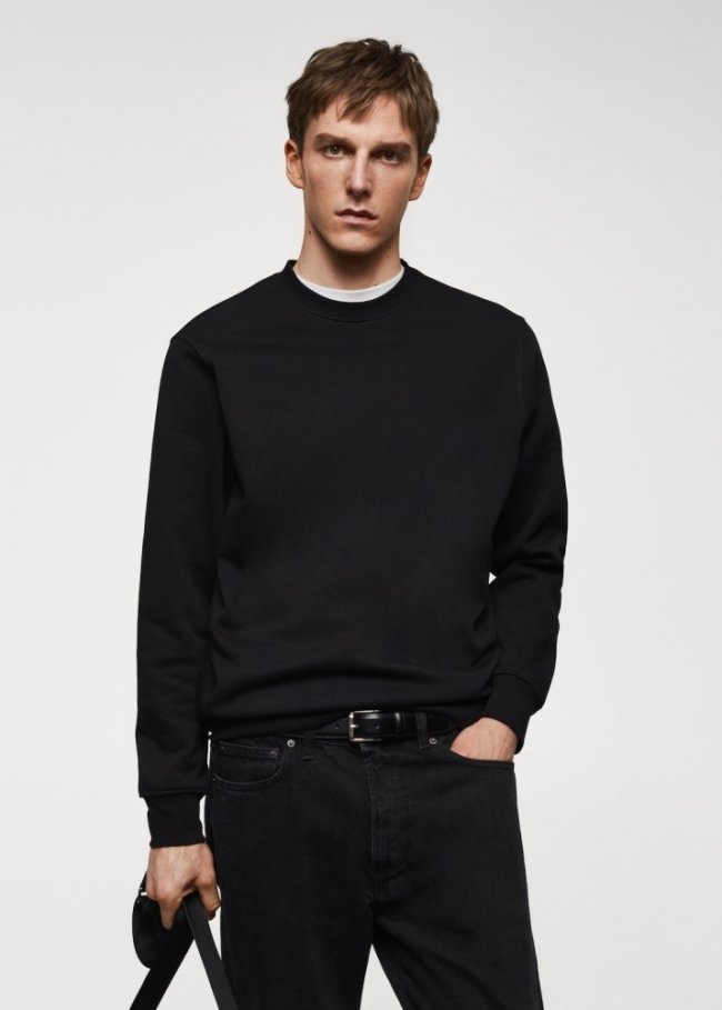 Mango Sudadera ligera algodón - Negro
