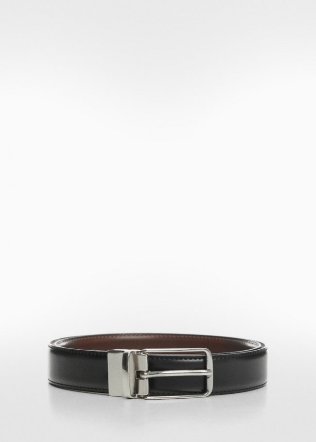 Mango Cinturón piel reversible - Negro