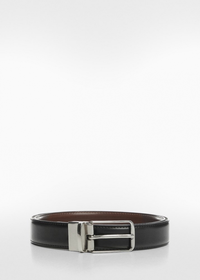 Mango Cinturón piel reversible - Negro