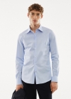 Mango Camisa slim fit mil rayas - Azul celeste