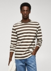 Mango Camiseta manga larga rayas - Khaki