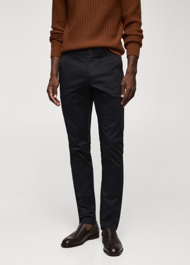 Mango Pantalón skinny chino algodón - Azul noche