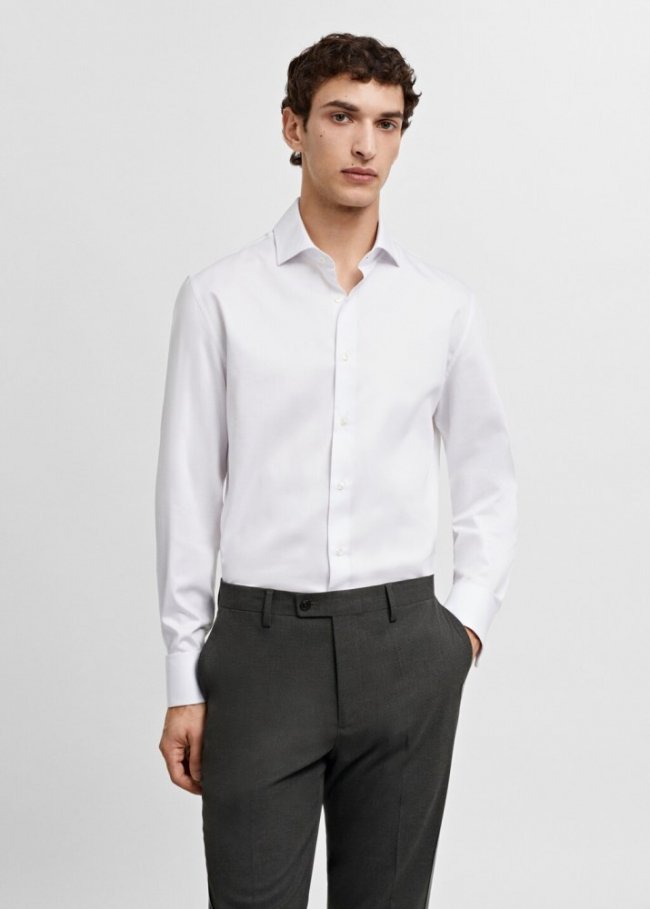 Mango Camisa traje regular fit gemelos - Blanco