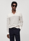 Mango Jersey estilo polo rayas - Blanco roto