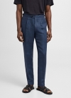 Mango Pantalón traje slim fit 100% lino espiga - Azul indigo